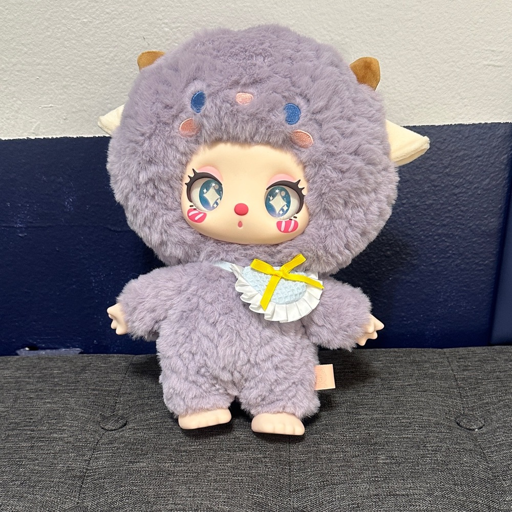 Adorable Plush Doll in Purple Costume